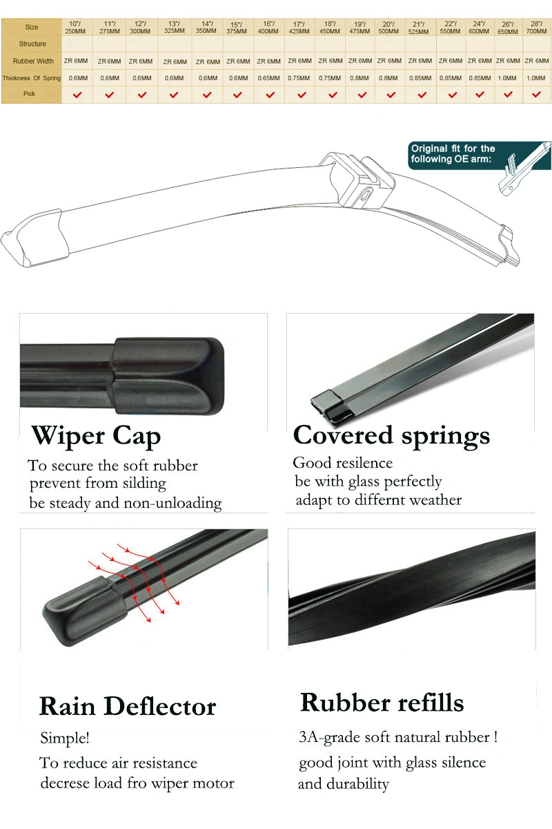 Car Accessories Wiper Blades for BMW M3 Natural Rubber Car Windscreen Wiper Front Windshield Wiper